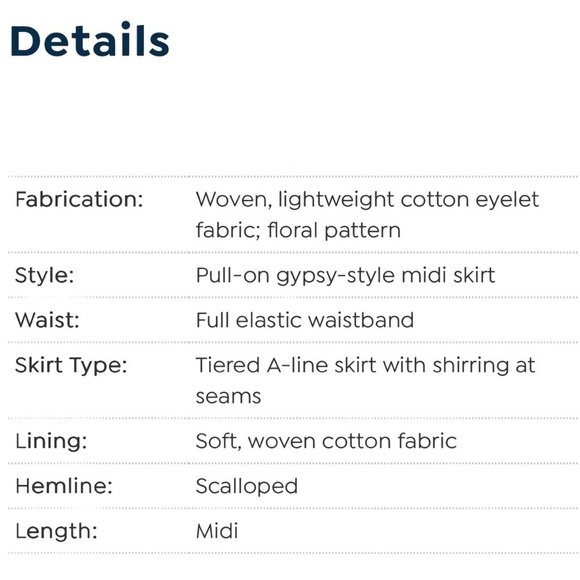 Jaclyn Smith Tiered Eyelet Embroidered Midi Coral & White Size Skirt X-Large - Picture 12 of 13